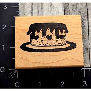 DeNami Design Cake Hearts 1996 Rubber Stamp Wood #i4